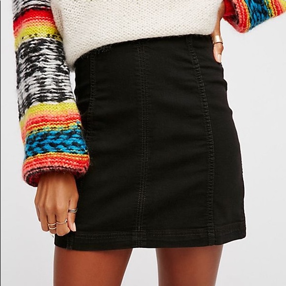 black denim tight skirt